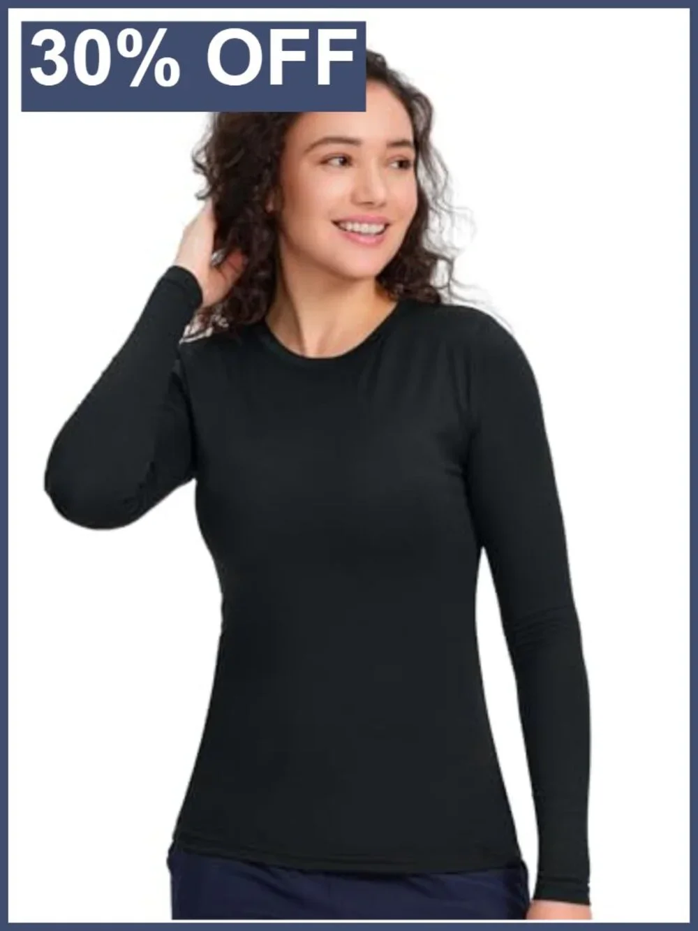 Women's 3 Pack Long Sleeve Underscrub Shirts Slim Fit Crew Neck Base Layer